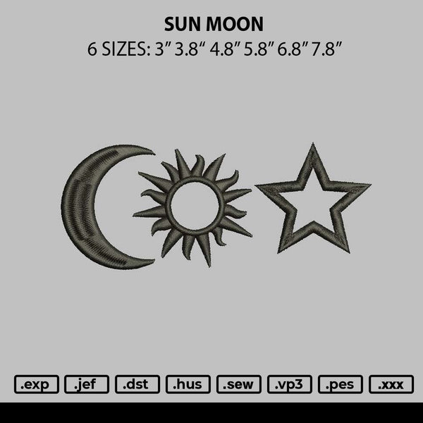 Sun Moon Embroidery File 6 sizes