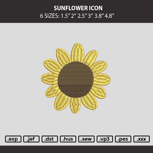 Sunflower Icon Embroidery Machine Design File 6 sizes
