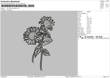 Sun Flower Sketch Embroidery File 6 sizes