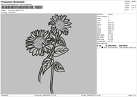 Sun Flower Sketch Embroidery File 6 sizes