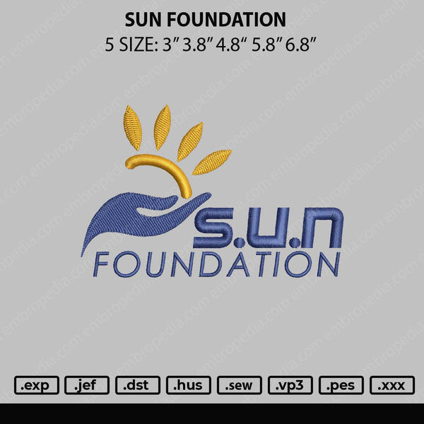 Sun Foundation Embroidery File 5 sizes