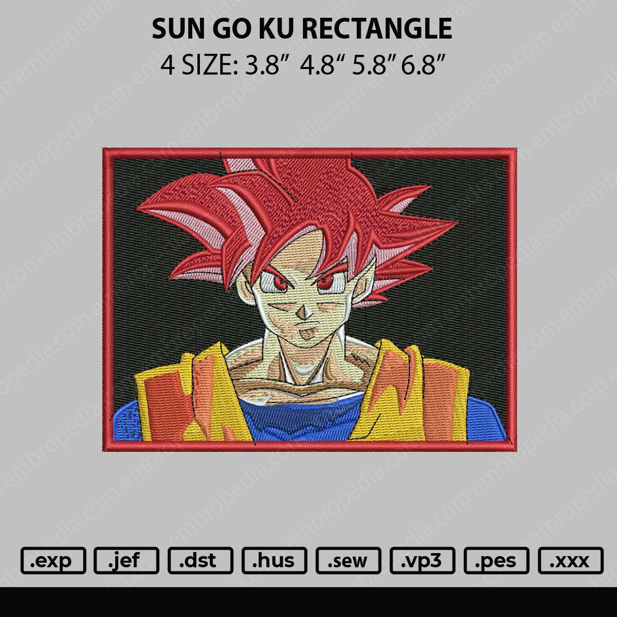 Sun Go Ku Rectangle V2 Embroidery File 4 size