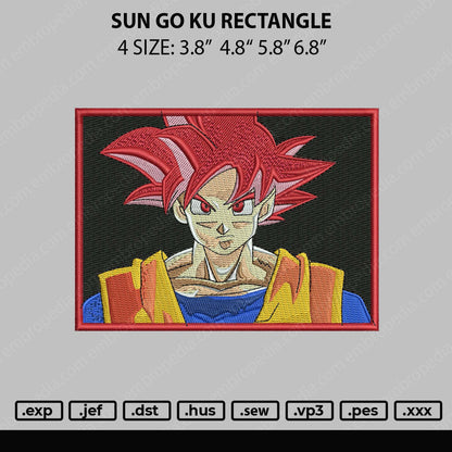 Sun Go Ku Rectangle V2 Embroidery File 4 size