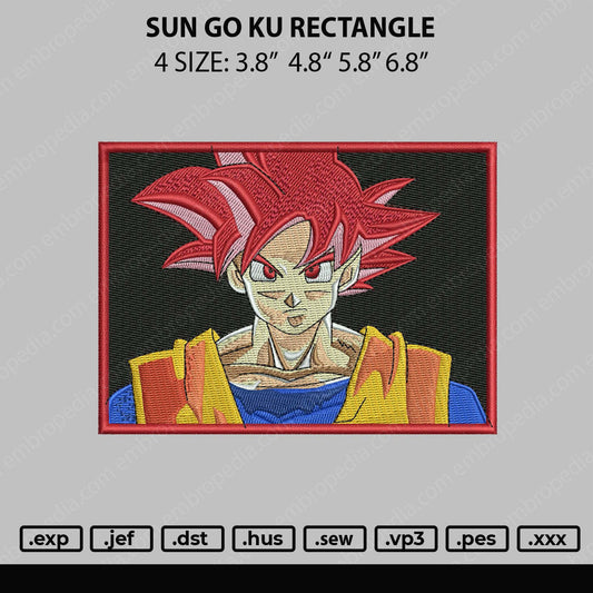 Sun Go Ku Rectangle V2 Embroidery File 4 size