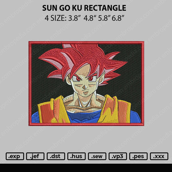 Sun Go Ku Rectangle V2 Embroidery File 4 size