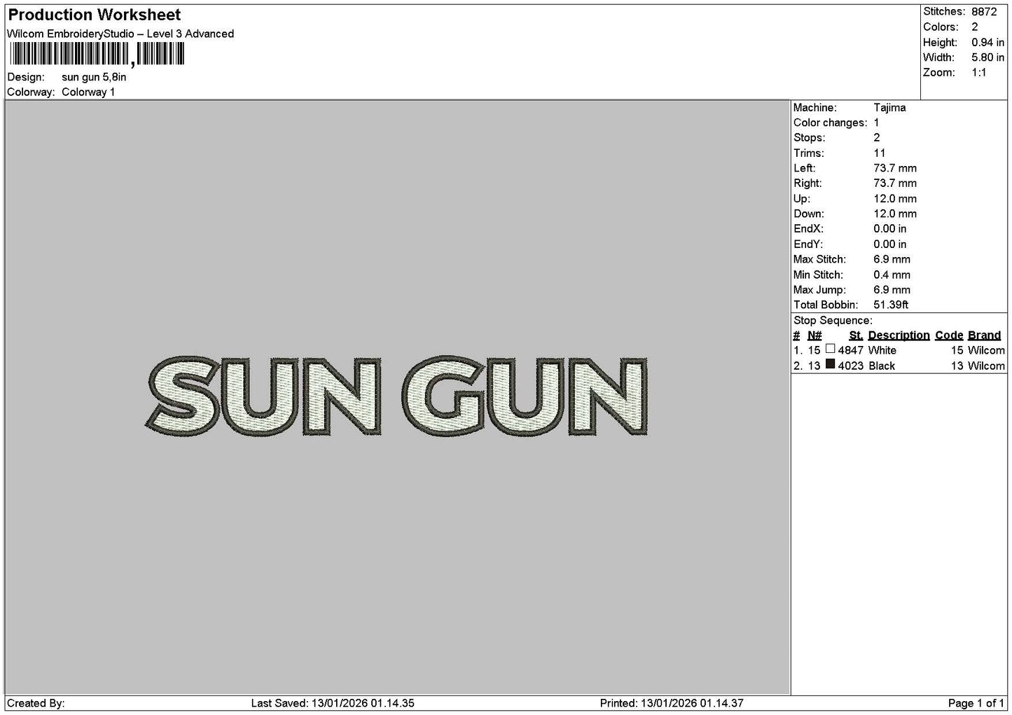 Sunguntext Embroidery File 6 sizes