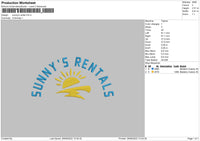 Sunny's Rental Embroidery File 4 sizes