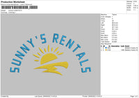 Sunny's Rental Embroidery File 4 sizes