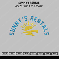 Sunny's Rental Embroidery File 4 sizes