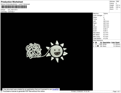 Sun Rope Embroidery File 4 size