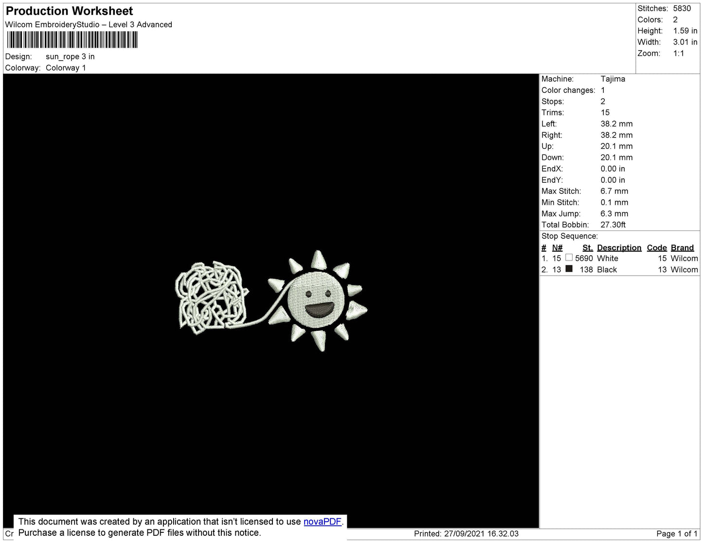 Sun Rope Embroidery File 4 size