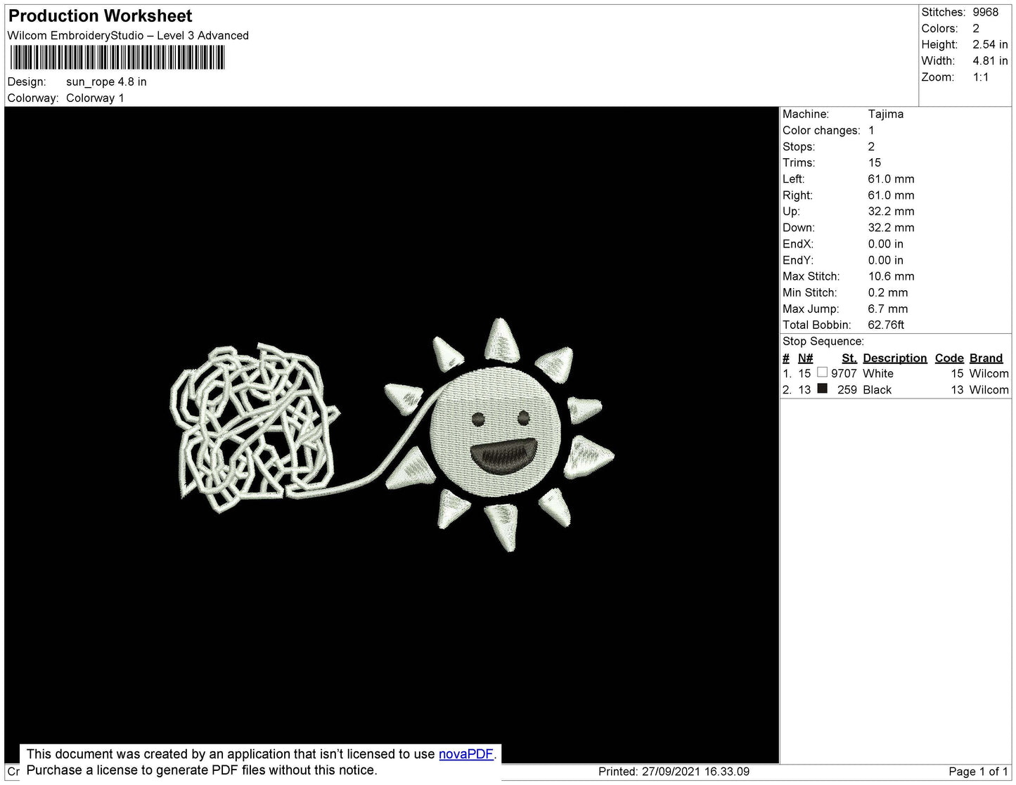 Sun Rope Embroidery File 4 size
