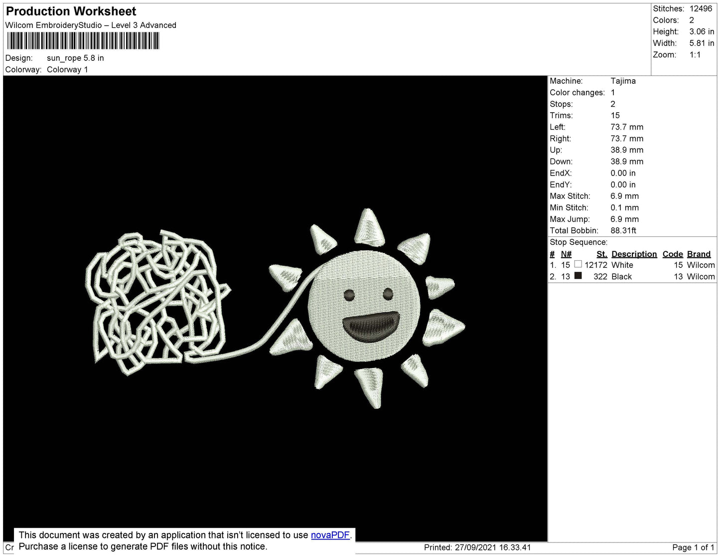 Sun Rope Embroidery File 4 size