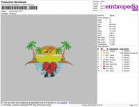 Sunset Heart Embroidery File 4 size