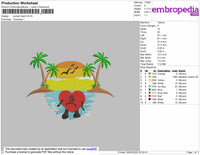 Sunset Heart Embroidery File 4 size