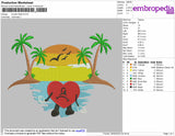 Sunset Heart Embroidery File 4 size