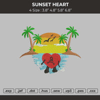Sunset Heart Embroidery File 4 size