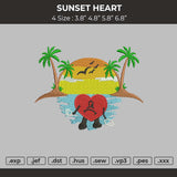 Sunset Heart Embroidery File 4 size