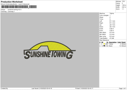 Sunshine T Embroidery File 6 sizes