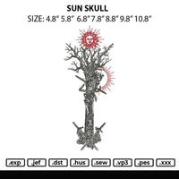 Sun Skull Embroidery File 6 sizes