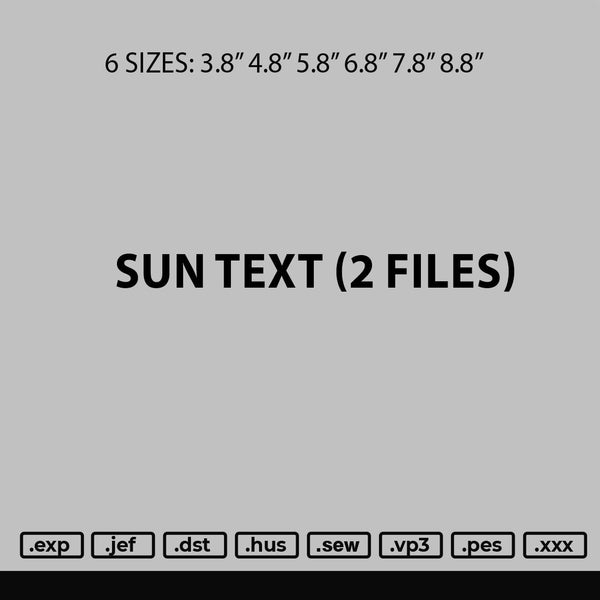 Sun Text Embroidery 2 Files