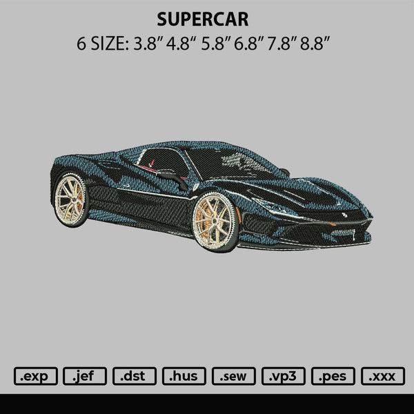 Supercar Embroidery File 6 sizes