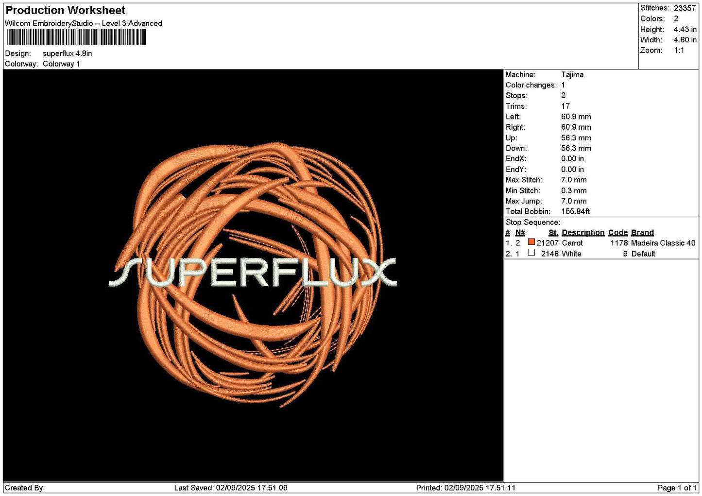 Superfluxtext Embroidery File 6 sizes