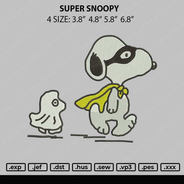 Super Snoopy Embroidery File 4 size