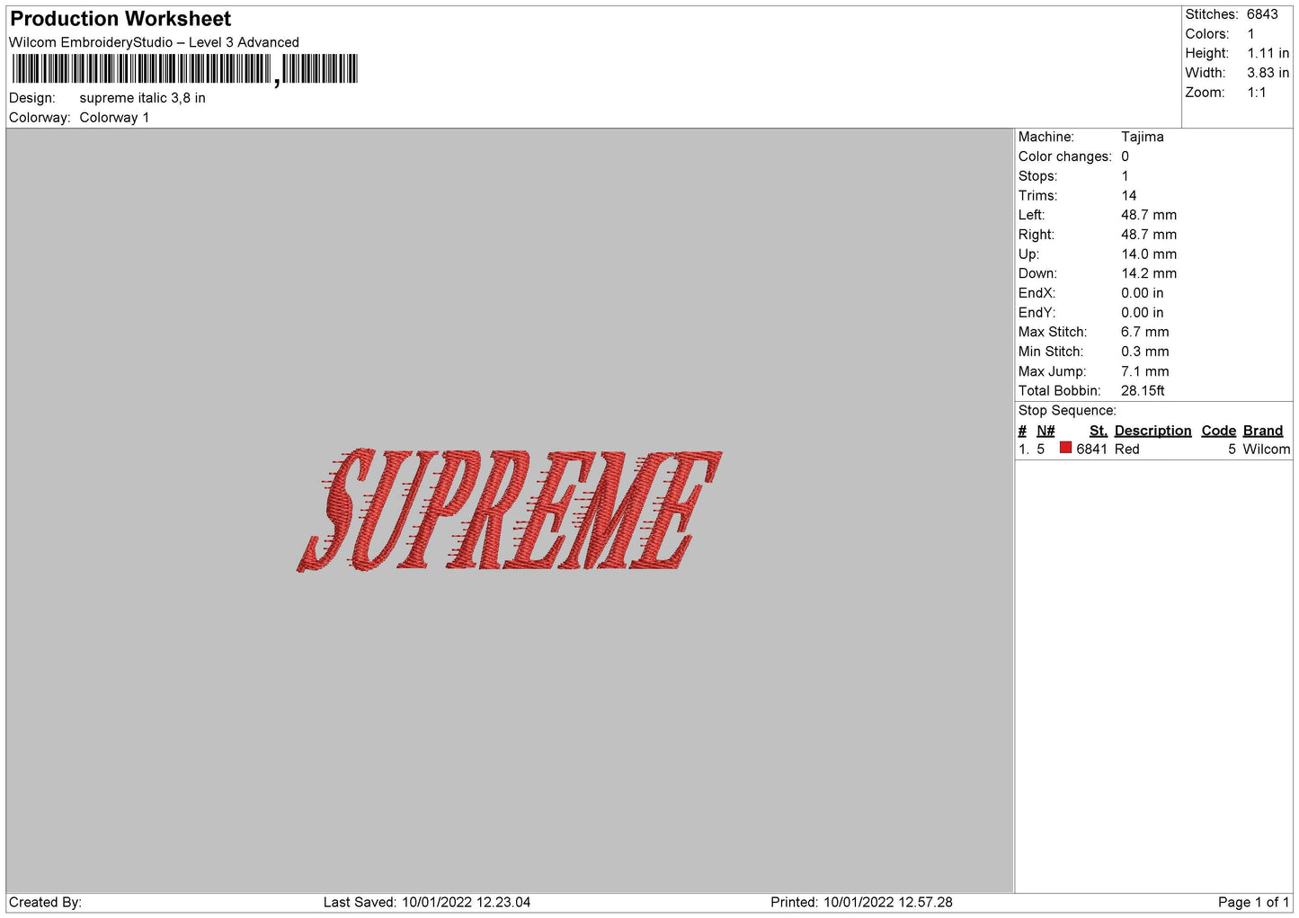 Supreme Italic Embroidery File 6 size