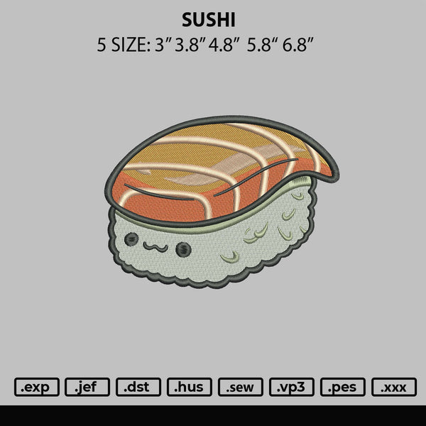 Sushi Embroidery File 4 size