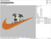 Swoosh Dog Embroidery File 4 size