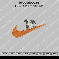 Swoosh Dog Embroidery File 4 size