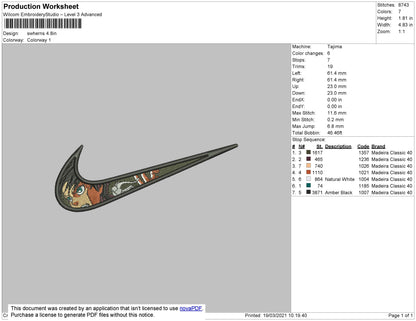 Swoosh Eren Embroidery File 4 size