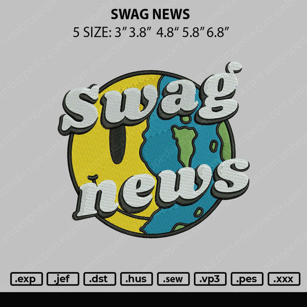 Swag News Embroidery File 4 size