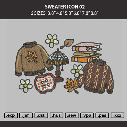 Sweater Icon 02 Embroidery Machine Design File 6 sizes