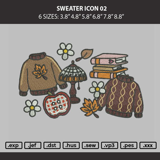 Sweater Icon 02 Embroidery Machine Design File 6 sizes