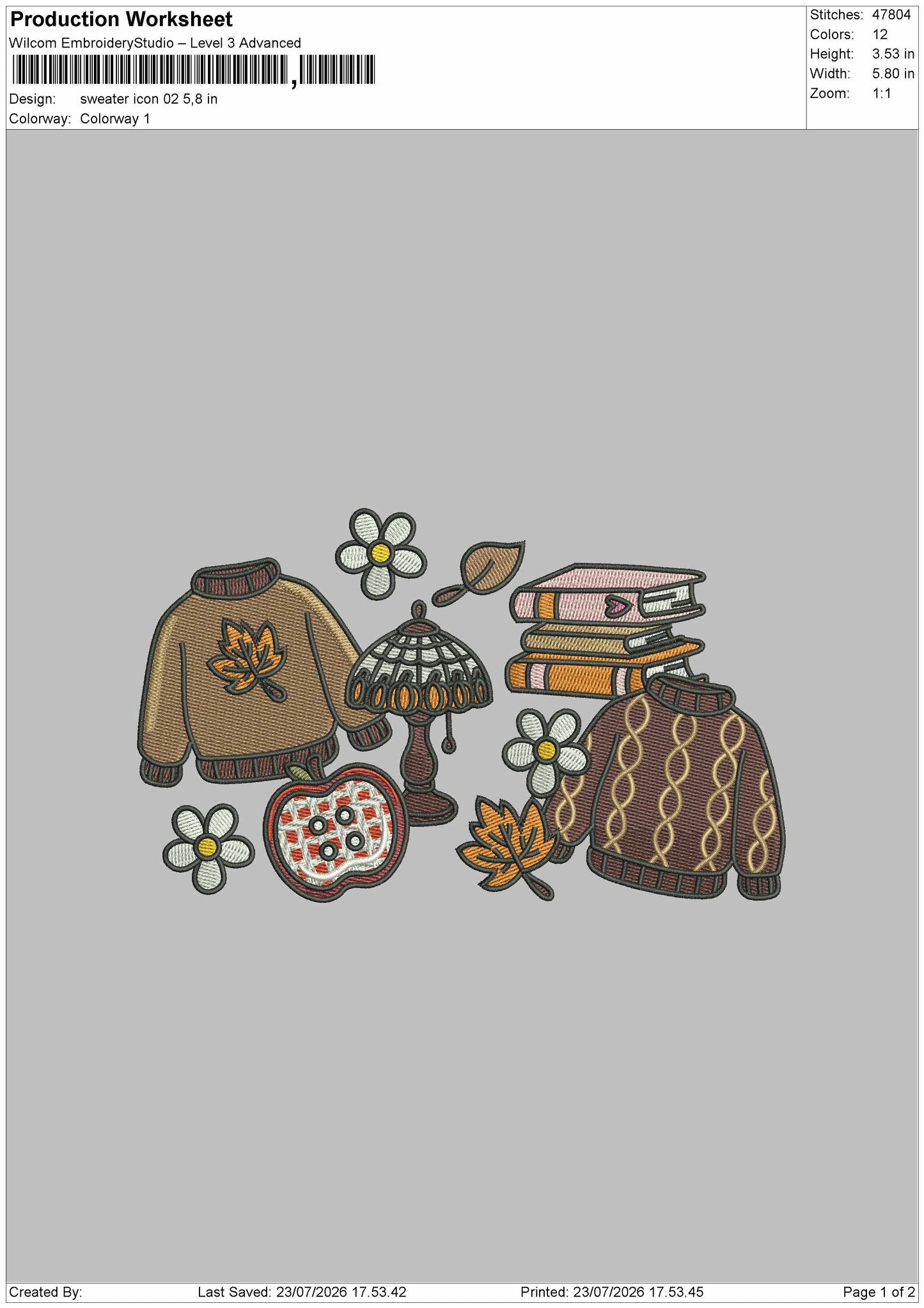 Sweater Icon 02 Embroidery Machine Design File 6 sizes