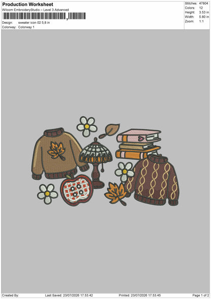 Sweater Icon 02 Embroidery Machine Design File 6 sizes