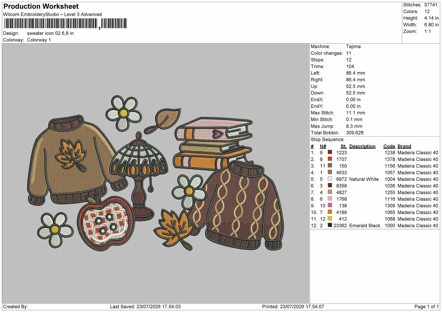 Sweater Icon 02 Embroidery Machine Design File 6 sizes