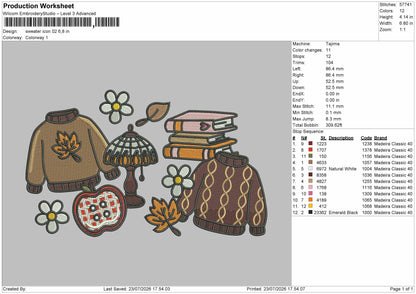 Sweater Icon 02 Embroidery Machine Design File 6 sizes