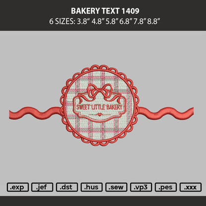 Bakery Text 1409 Embroidery Machine Design File 6 sizes