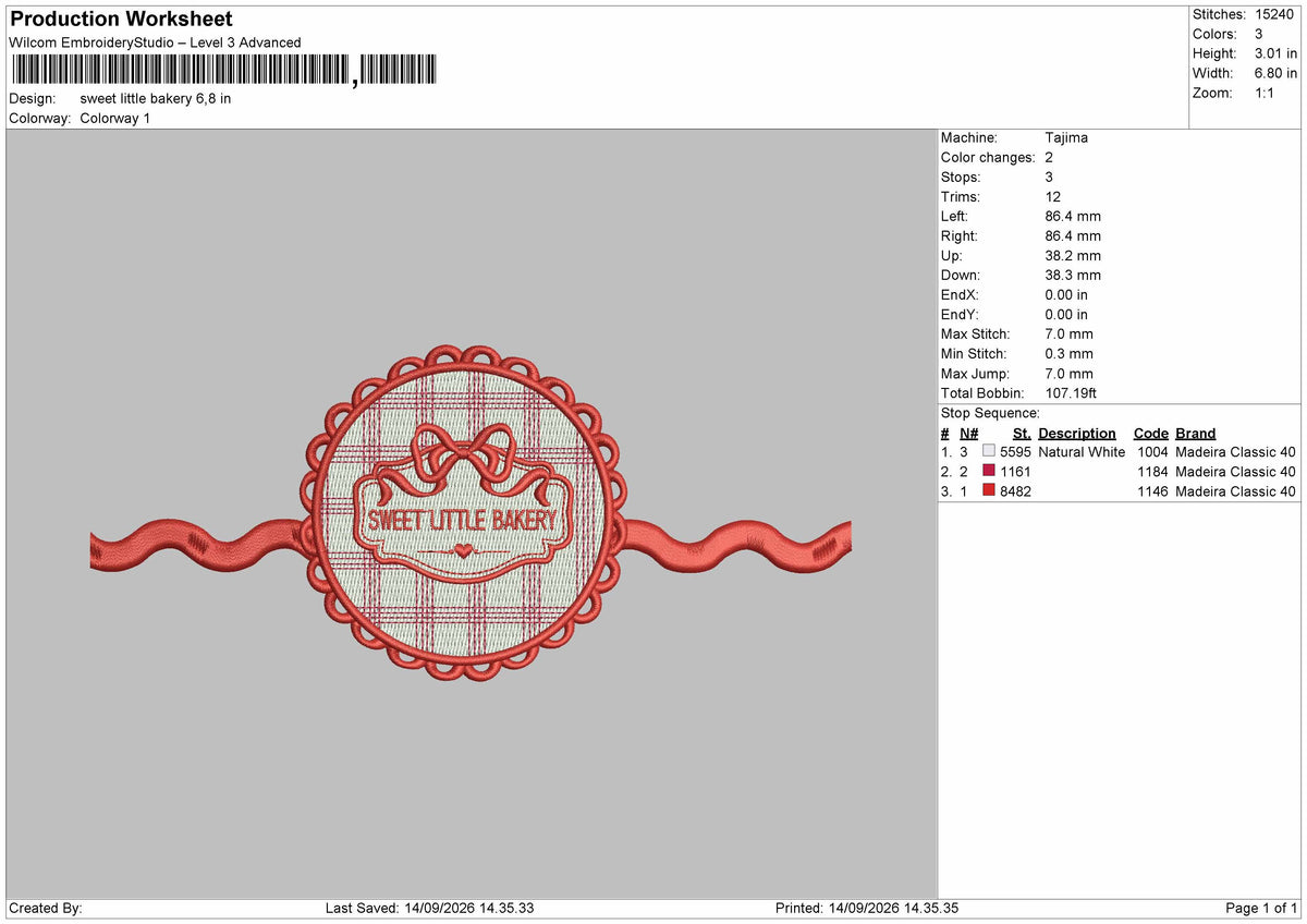 Bakery Text 1409 Embroidery Machine Design File 6 sizes