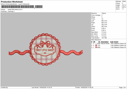 Bakery Text 1409 Embroidery Machine Design File 6 sizes
