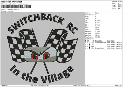 Switchback RC Embroidery File 4 size