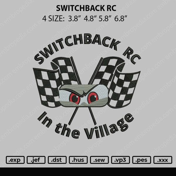 Switchback RC Embroidery File 4 size