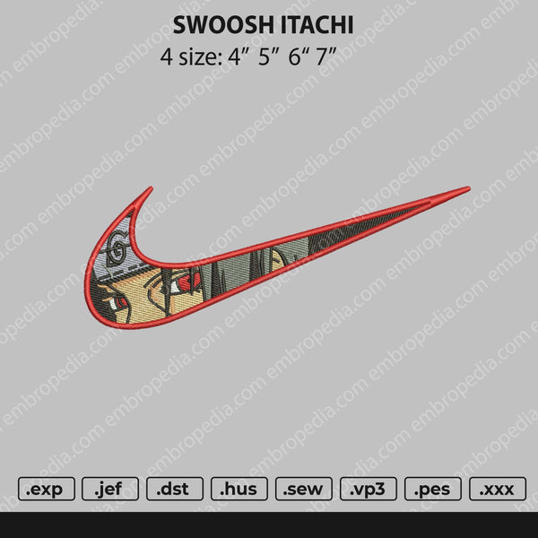 Swoosh Itachi Embroidery File 4 size