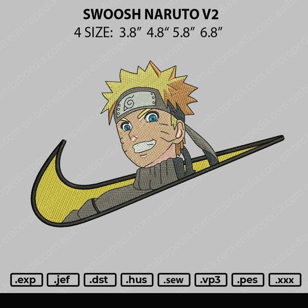 Swoosh Naruto V2 Embroidery File 4 size