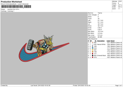 Swoosh Thor Embroidery File 4 size