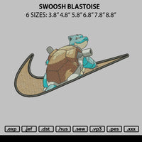 Swoosh Blastoise Embroidery File 6 sizes