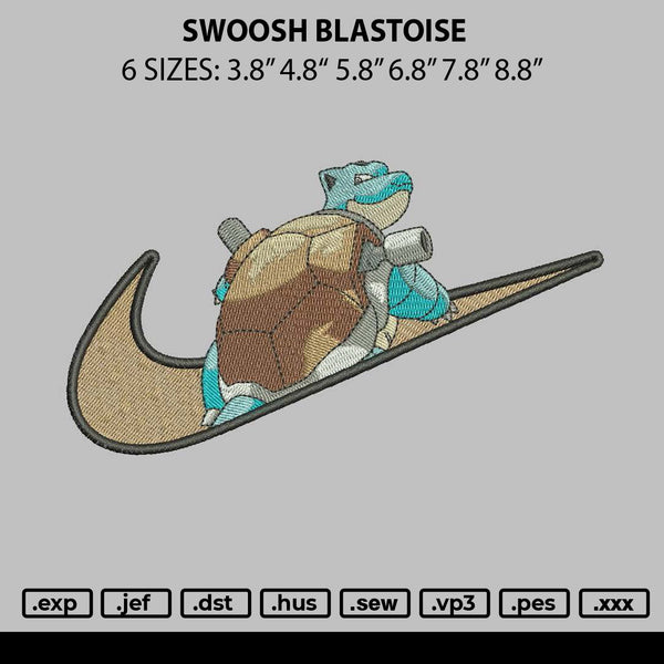 Swoosh Blastoise Embroidery File 6 sizes